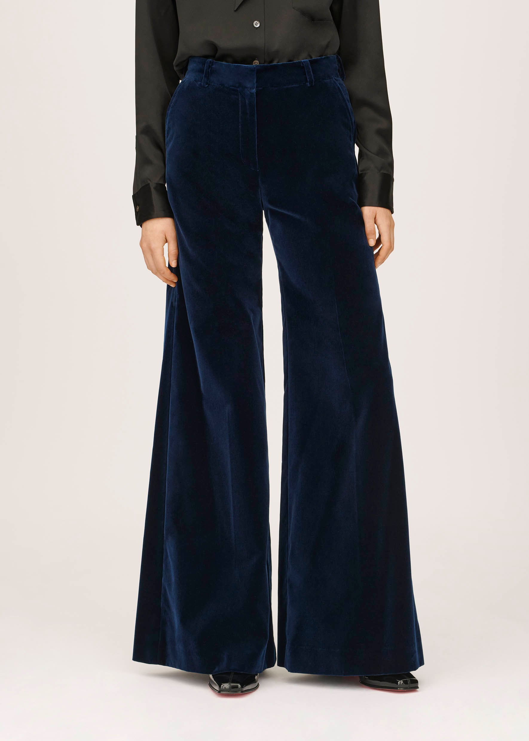 Shop the Velvet Bianca Trouser in Dark Marine Bella Freud