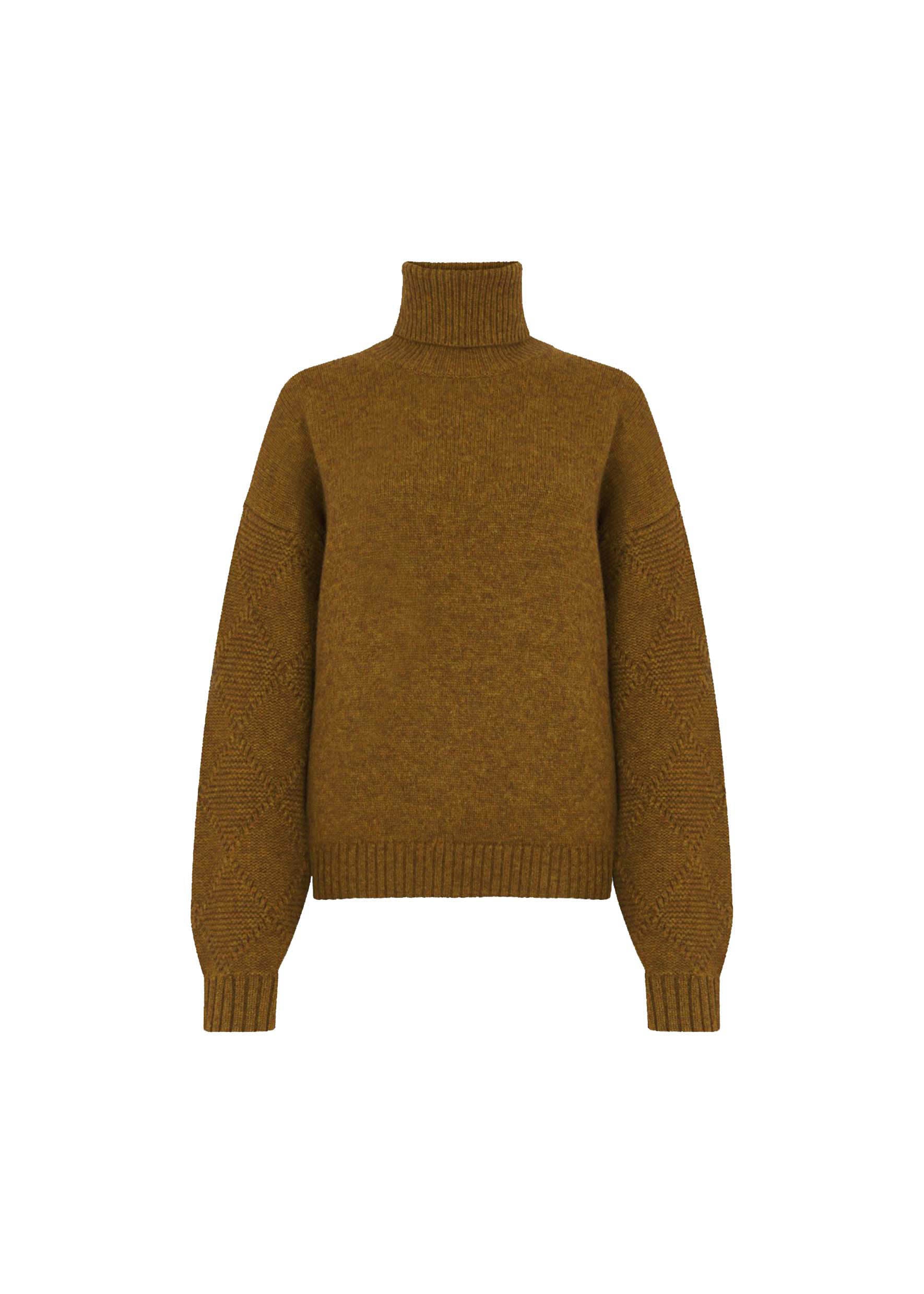 Embossed Sleeve Lux Roll Neck Jumper