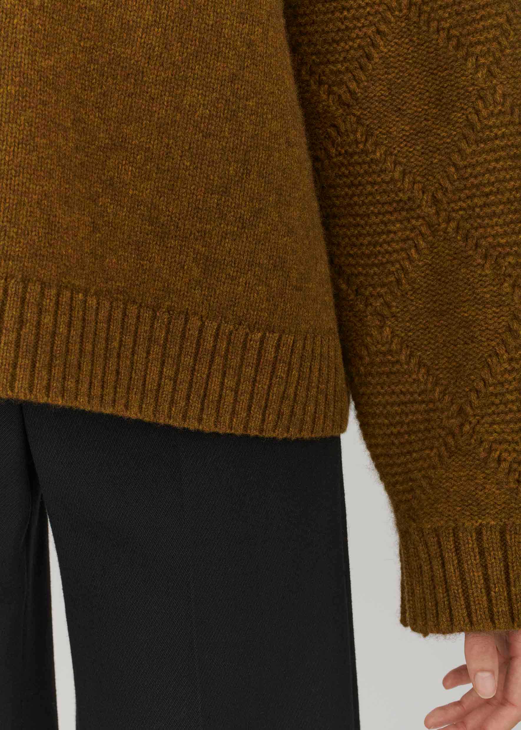 Embossed Sleeve Lux Roll Neck Jumper