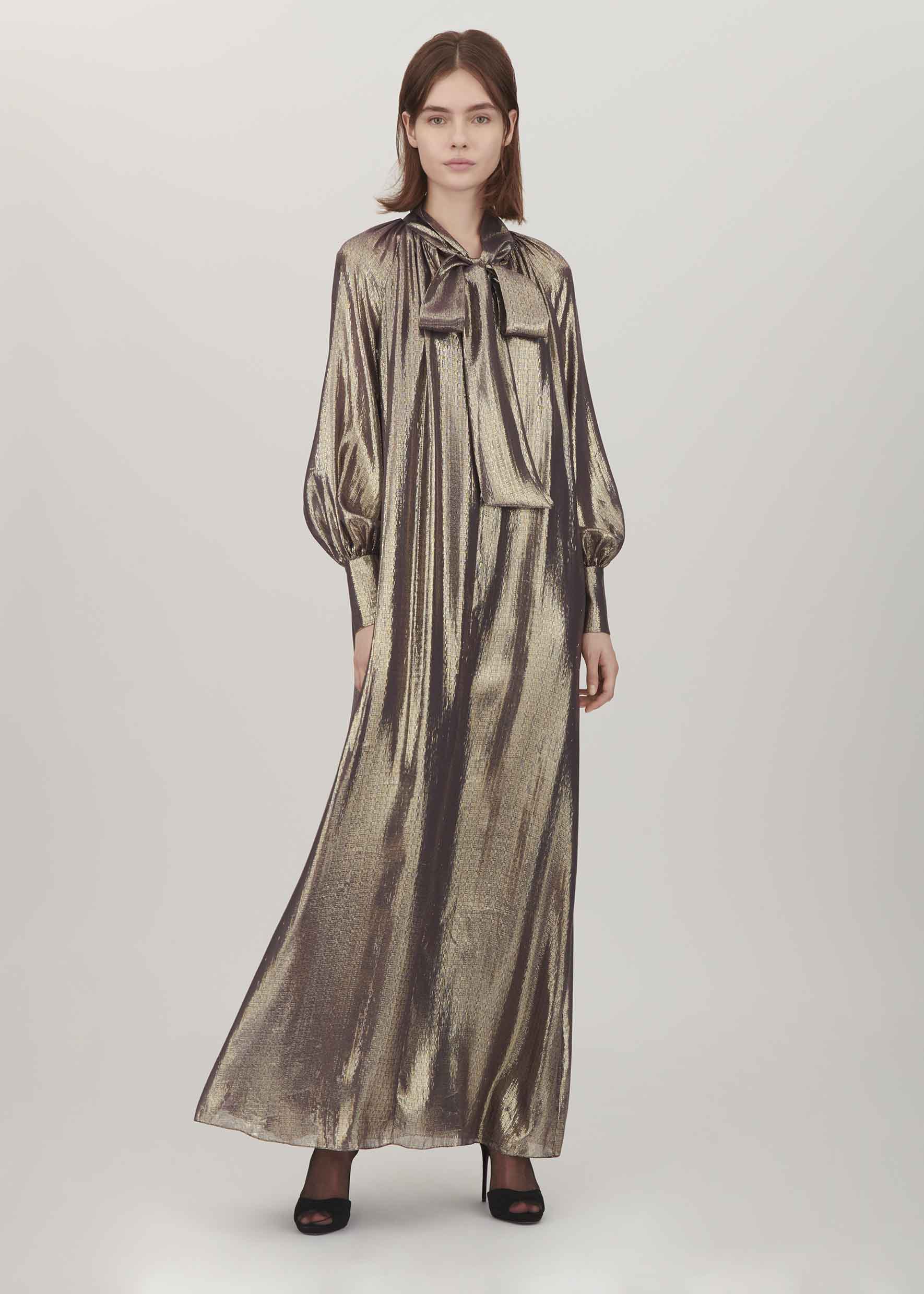 bella freud gold dress Bella Freud V-Neck Long Dress - Yellow Dresses, Clothing - WYQ22180