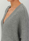 OVERSIZED LUX V-NECK JUMPER | GREY | M