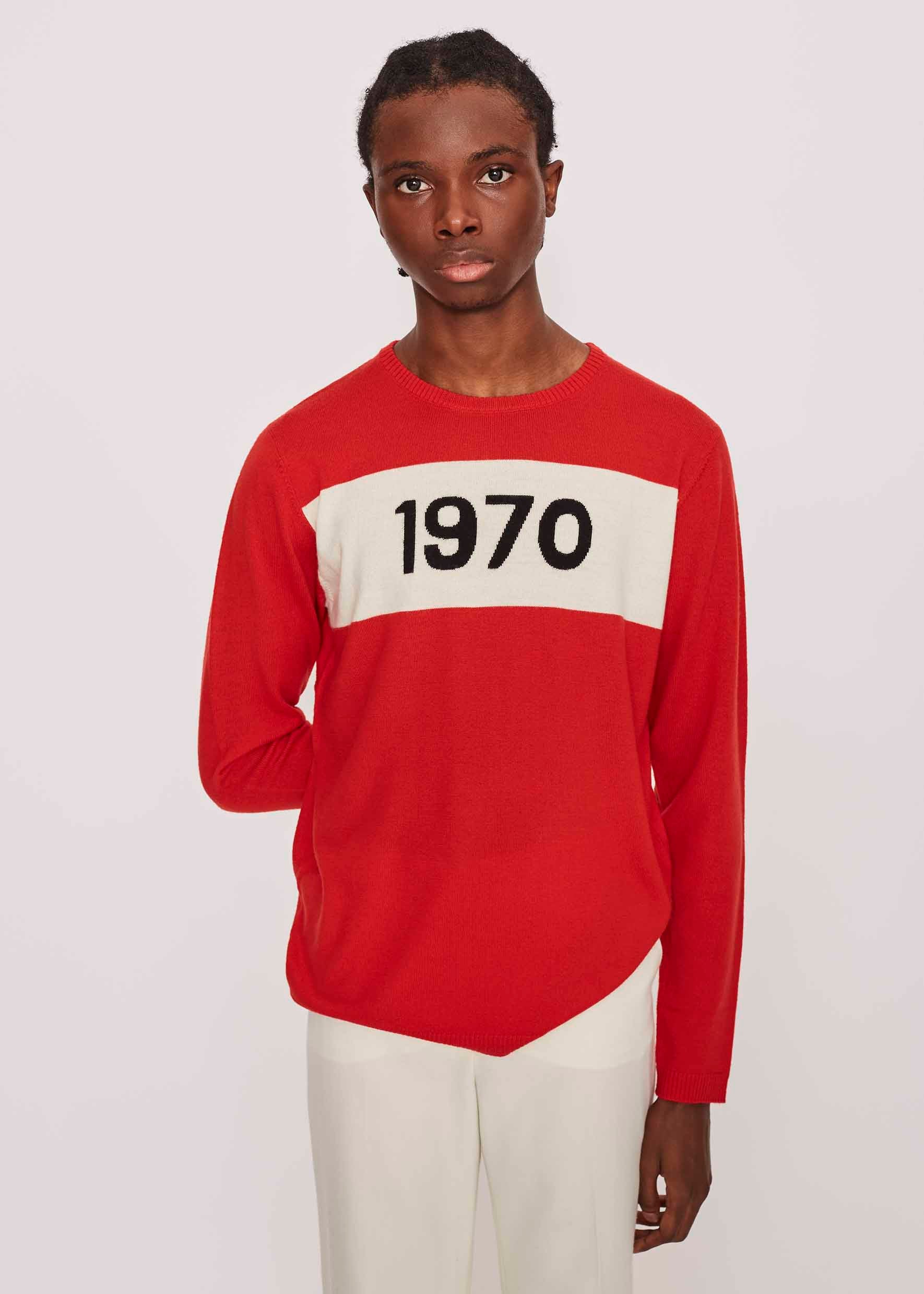 Mens 1970 Jumper in Red Bella Freud