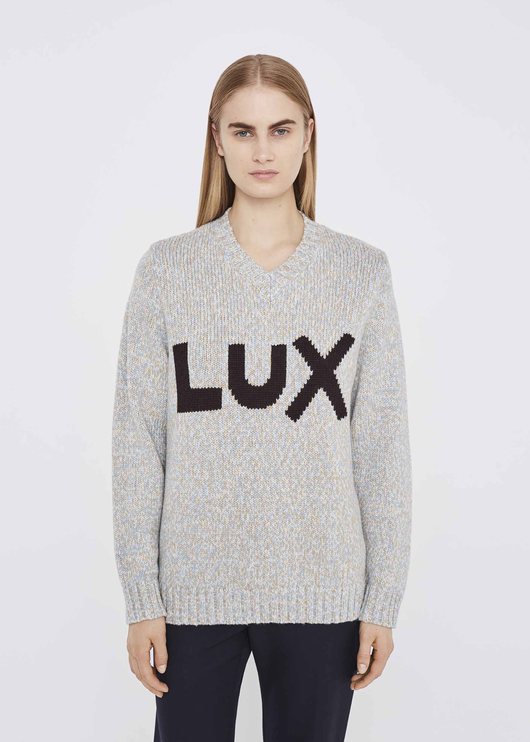 Melange V Neck Lux Merino Jumper