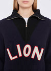 Varsity Lion Half Zip Up Jumper