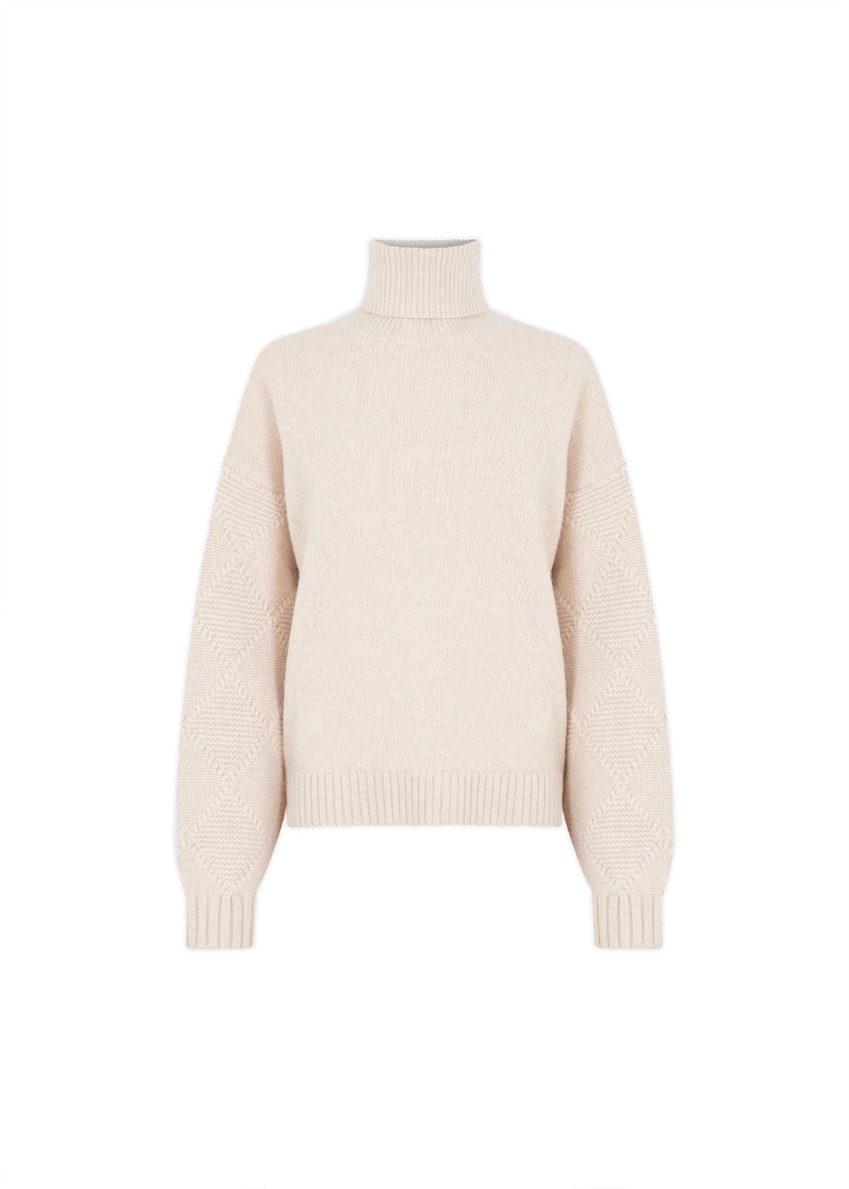 Embossed Sleeve Lux Roll Neck Jumper