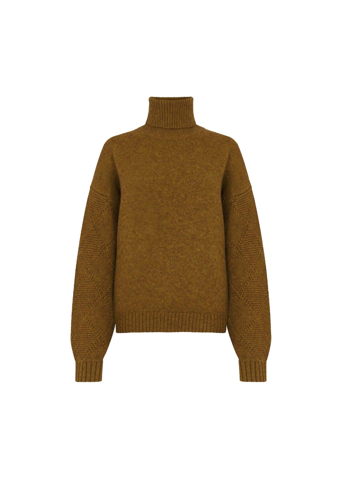 Embossed Sleeve Lux Roll Neck Jumper