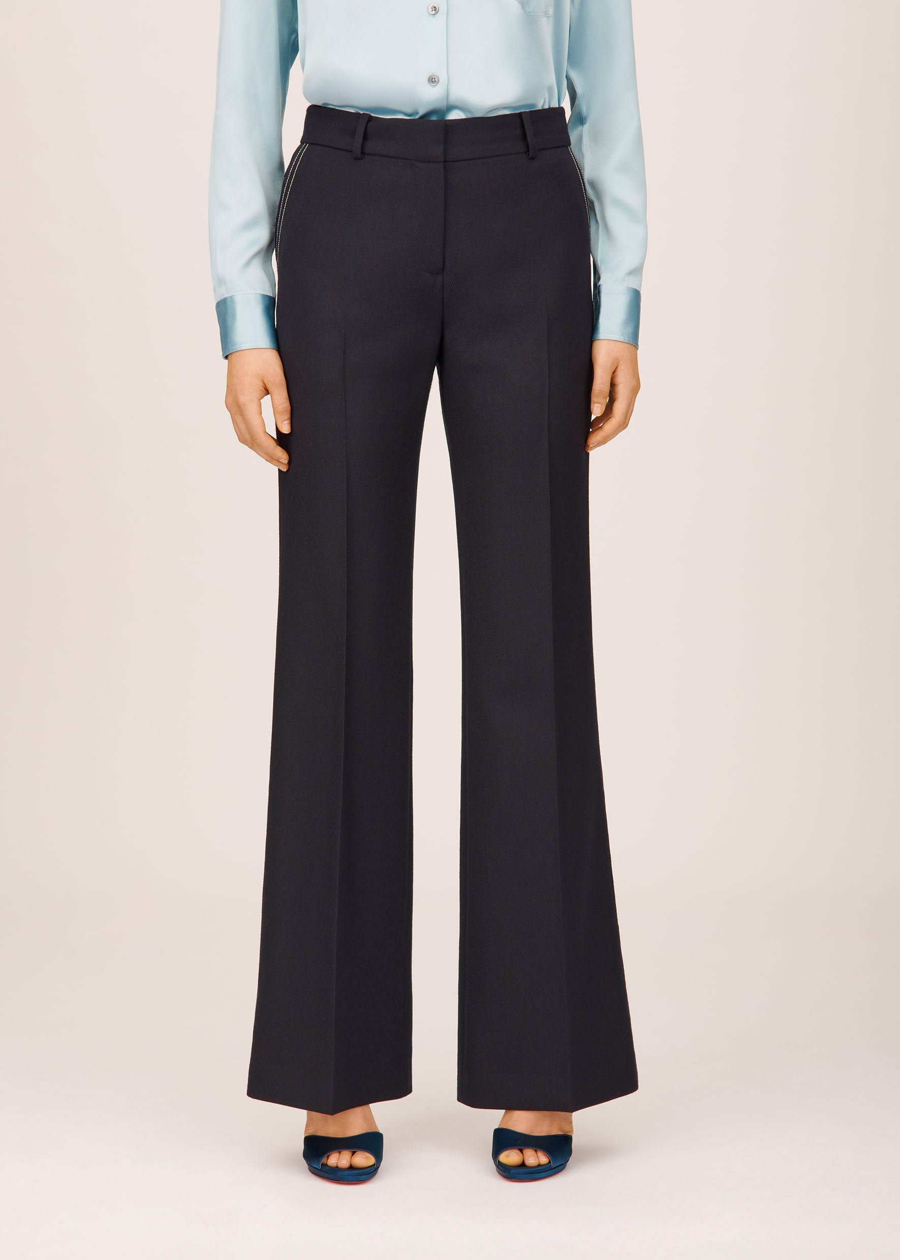 Cavalry Twill Topstitched Slim Kim Trouser