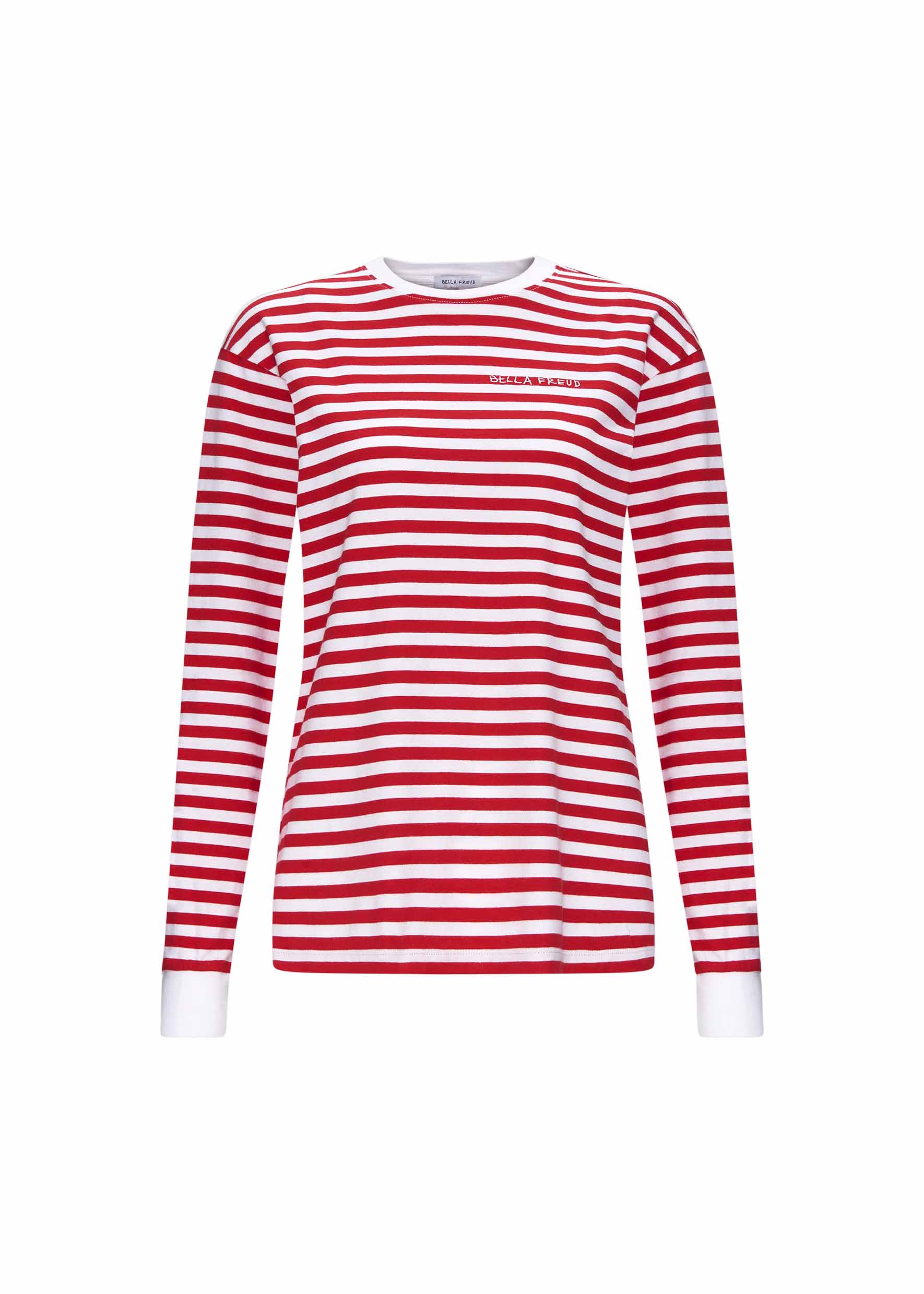 Bella Freud Long Sleeve Striped T-Shirt in Red | Bella Freud